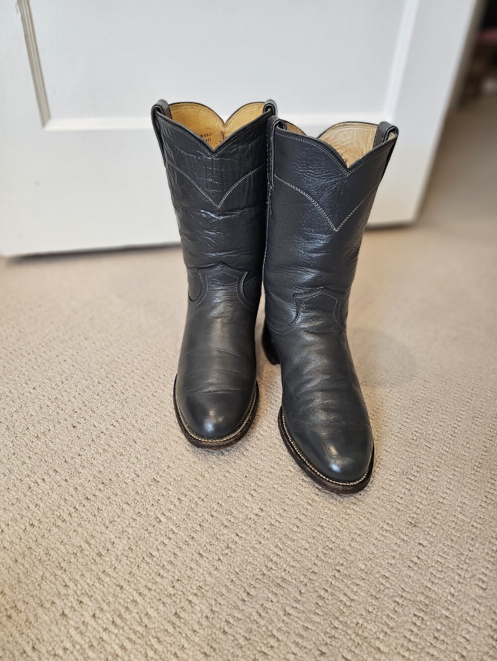 Womens Justin Boots Gray Leather Western Boot Shaft